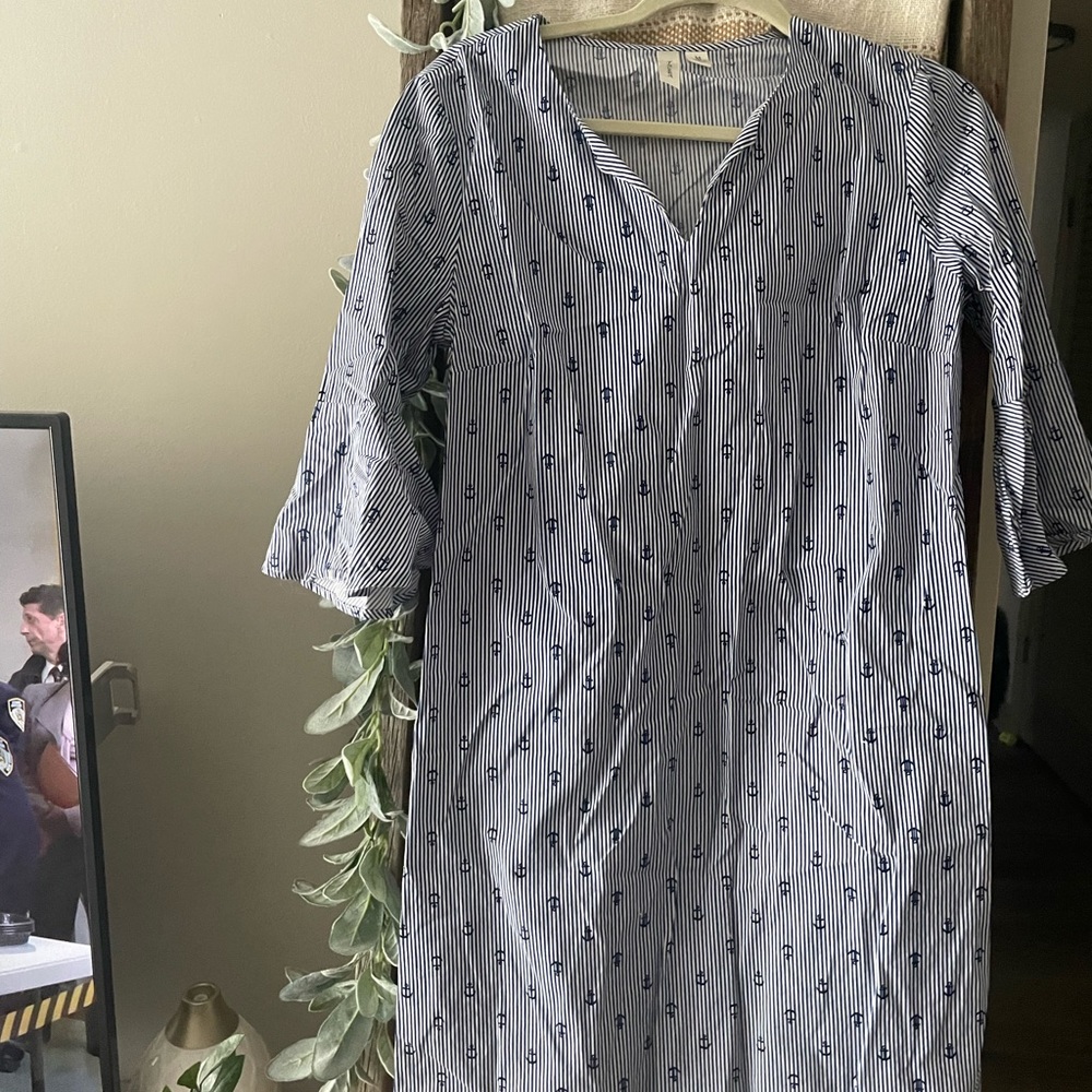 Navy and White Striped Anchor Dress
